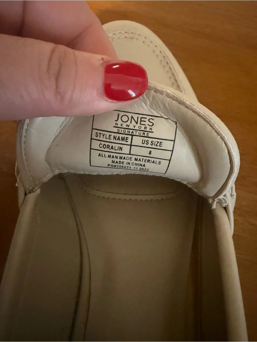 Jones New York Cream Loafers with Silver Bar